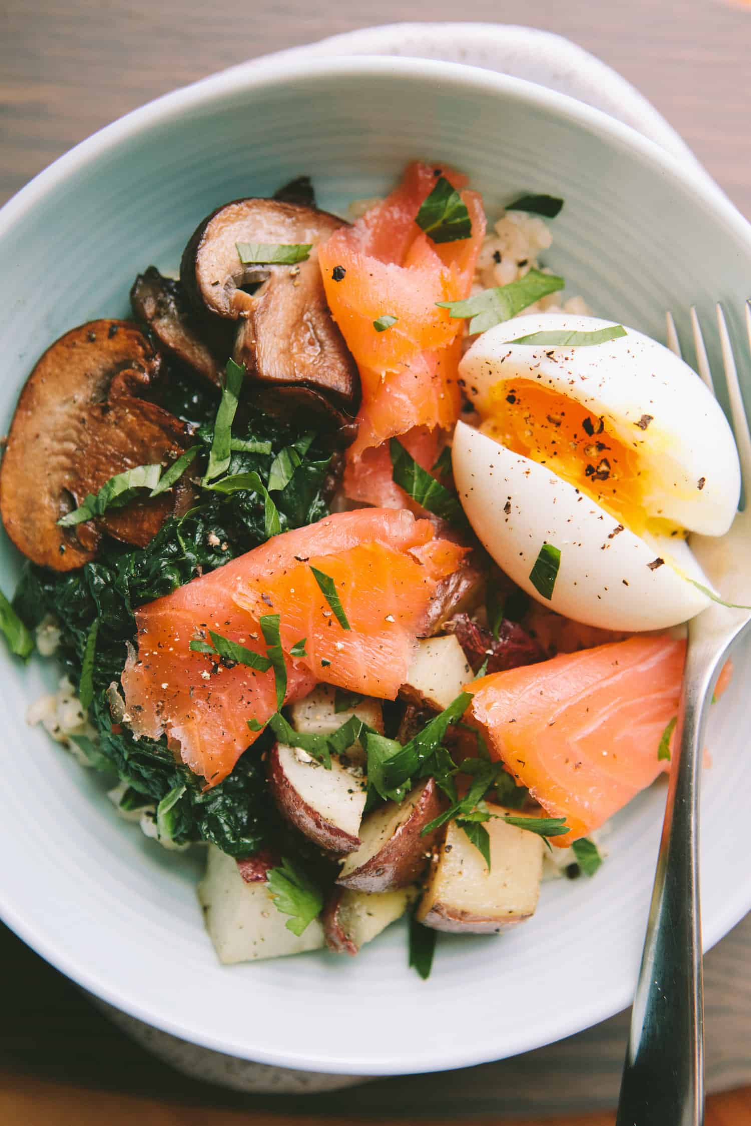 Smoked Salmon Breakfast Bowl with a 6-Minute Egg