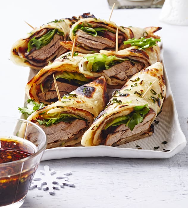 Spring Onion Pancakes with Sticky Pork