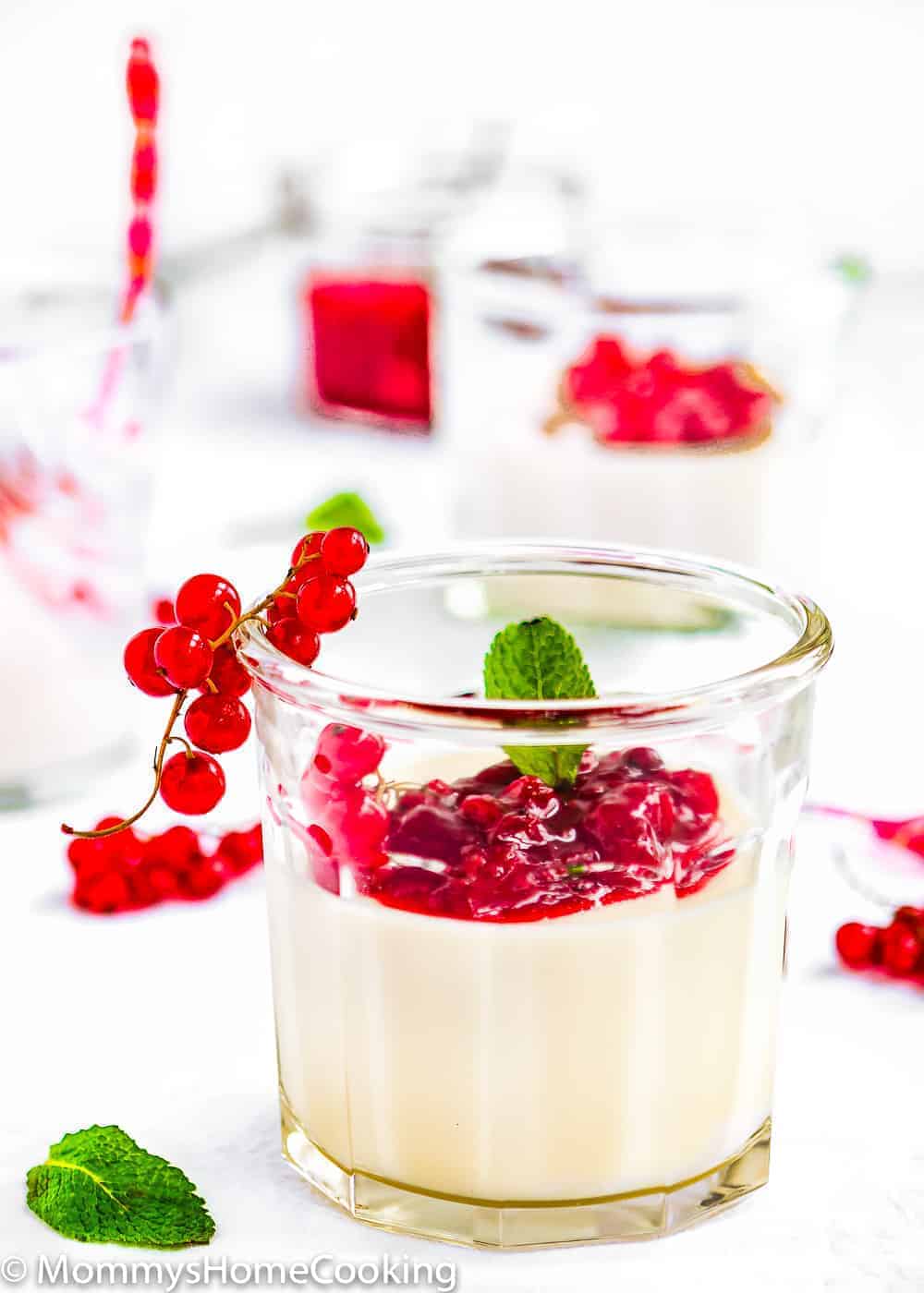 White Chocolate Panna Cotta with Red Currant Sauce