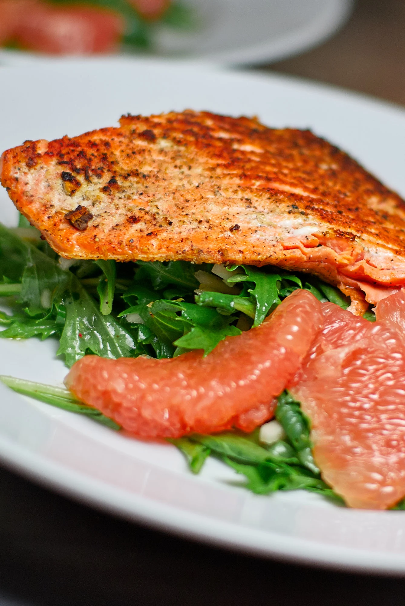 Mizuna Sunchoke Salad with Shiitake Salmon