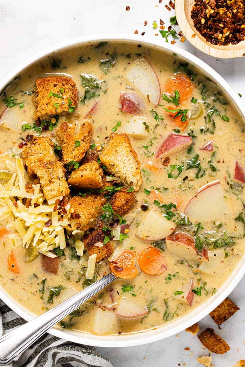 Vegan Potato Soup with Kale