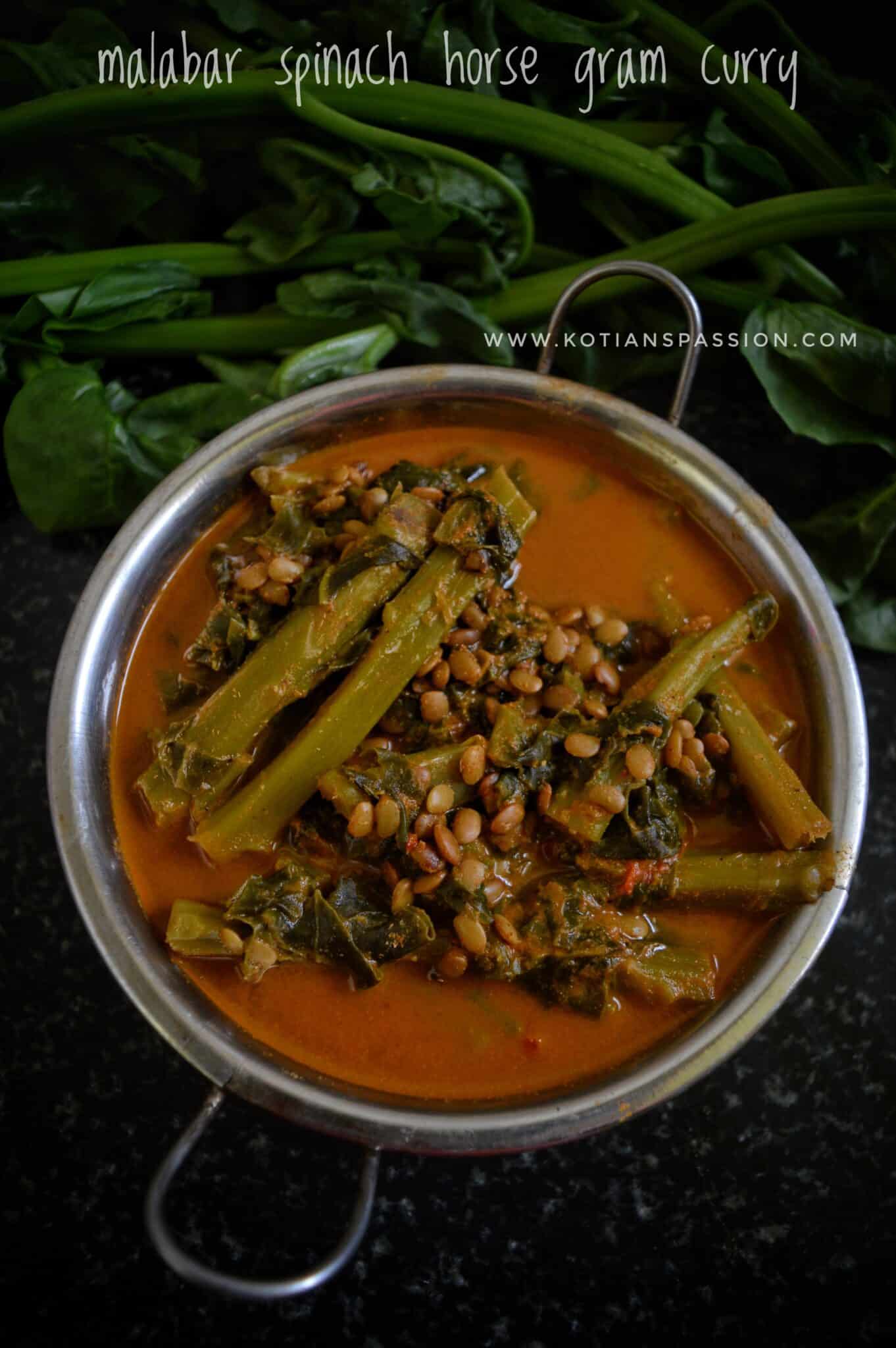 Malabar Spinach Horsegram Curry