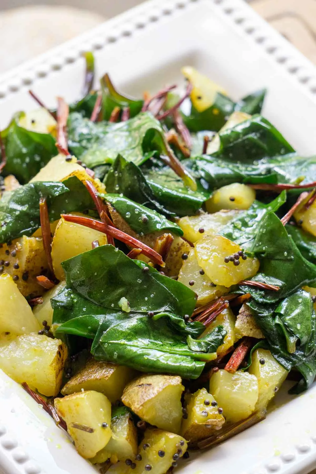 Malabar Spinach and Potato Stir Fry