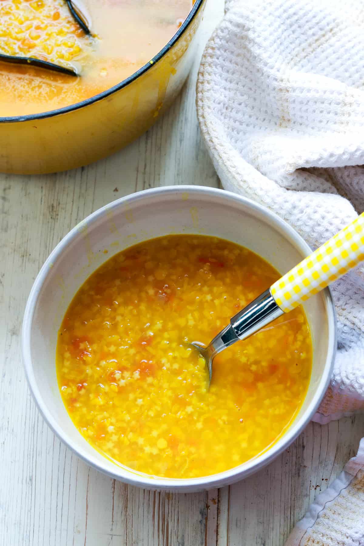 Easy Red Lentil Turmeric Pastina Soup