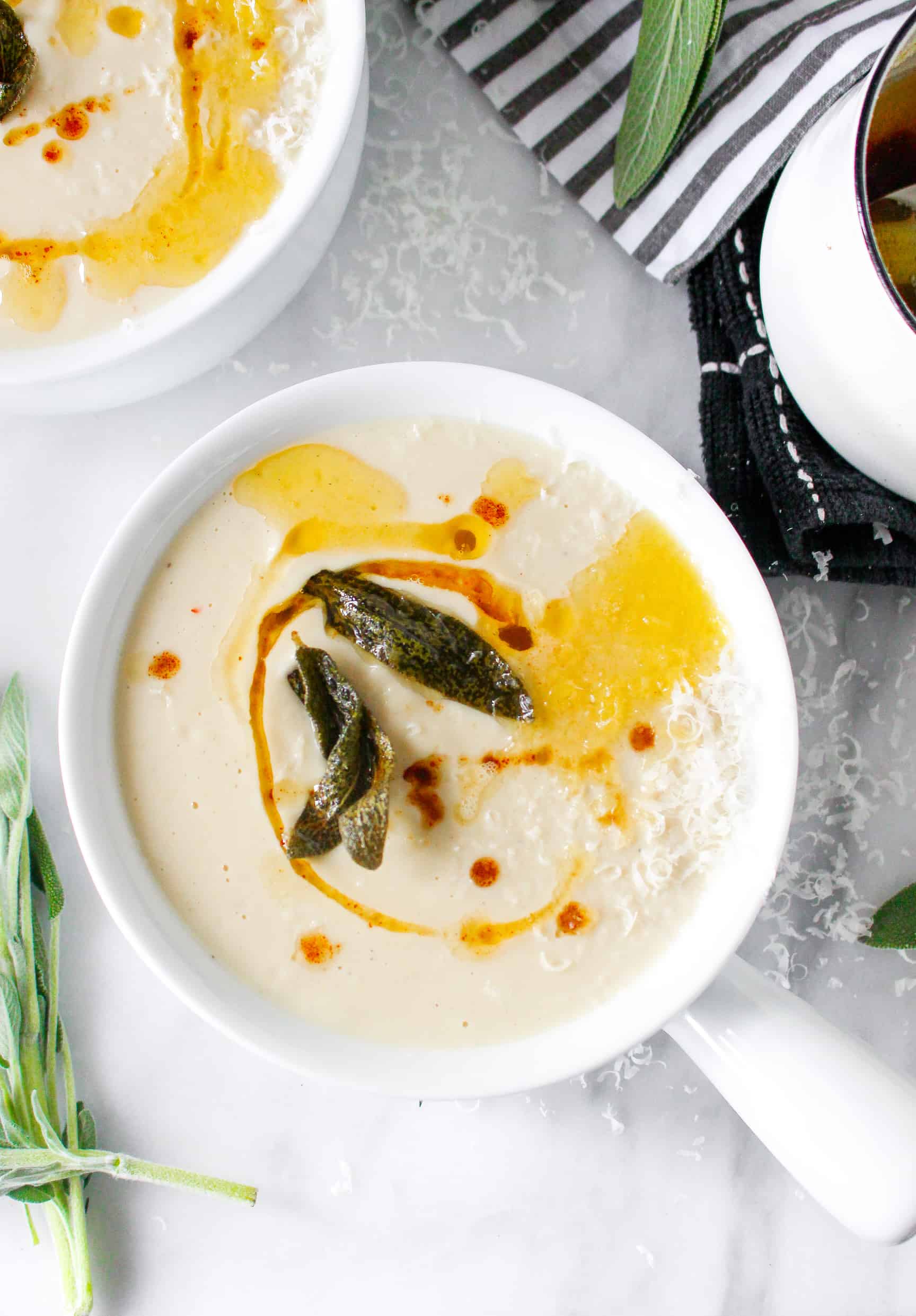 Creamy Cauliflower Soup with Fried Sage and Brown Butter
