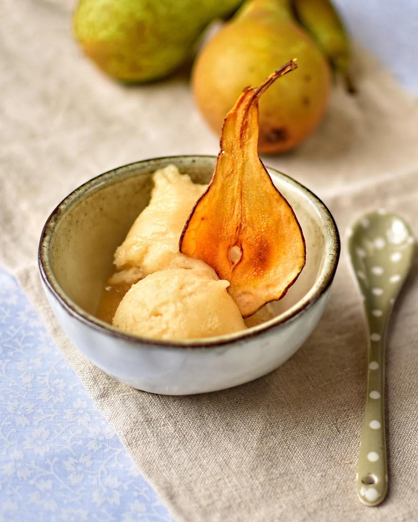 Pear and Star Anise Sorbet with Pear Wafers
