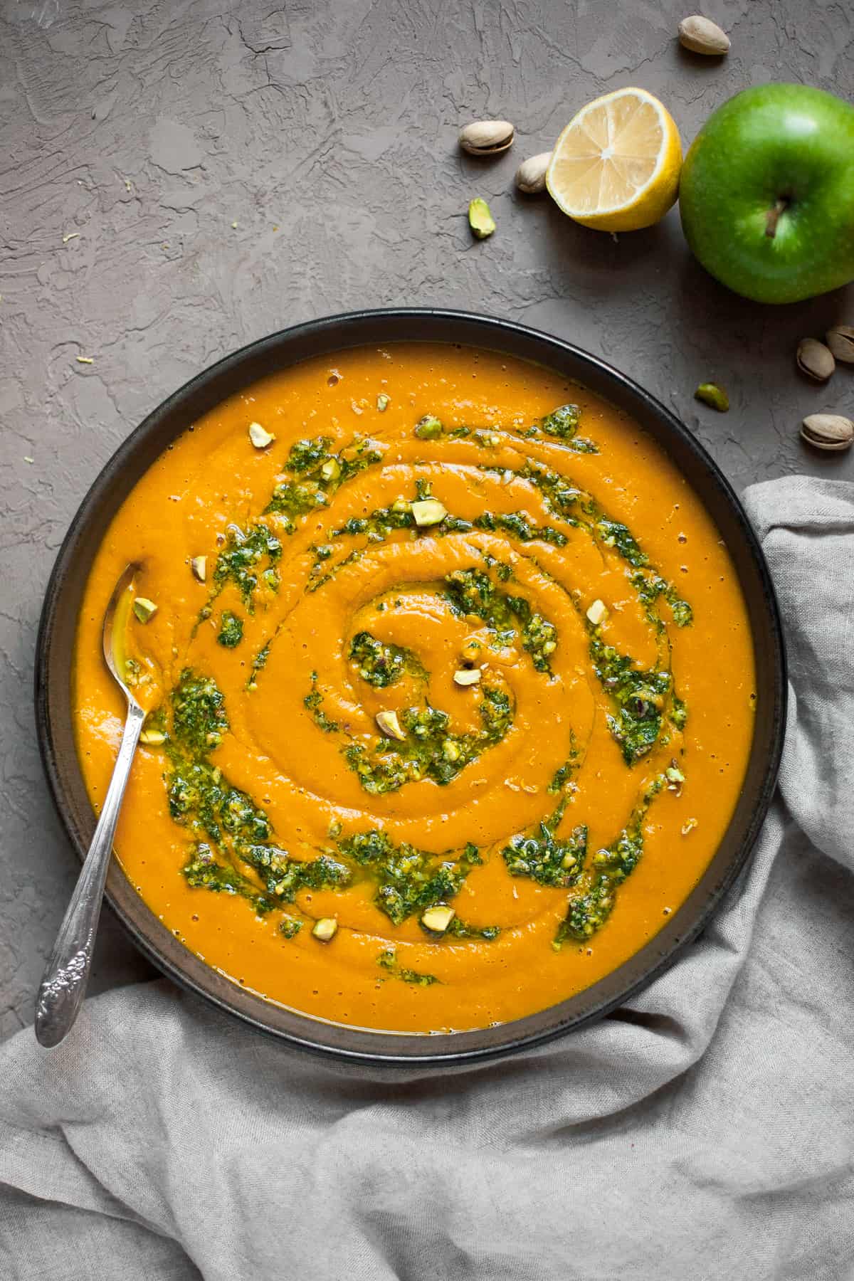 Hubbard Squash Soup with Pistachio Gremolata