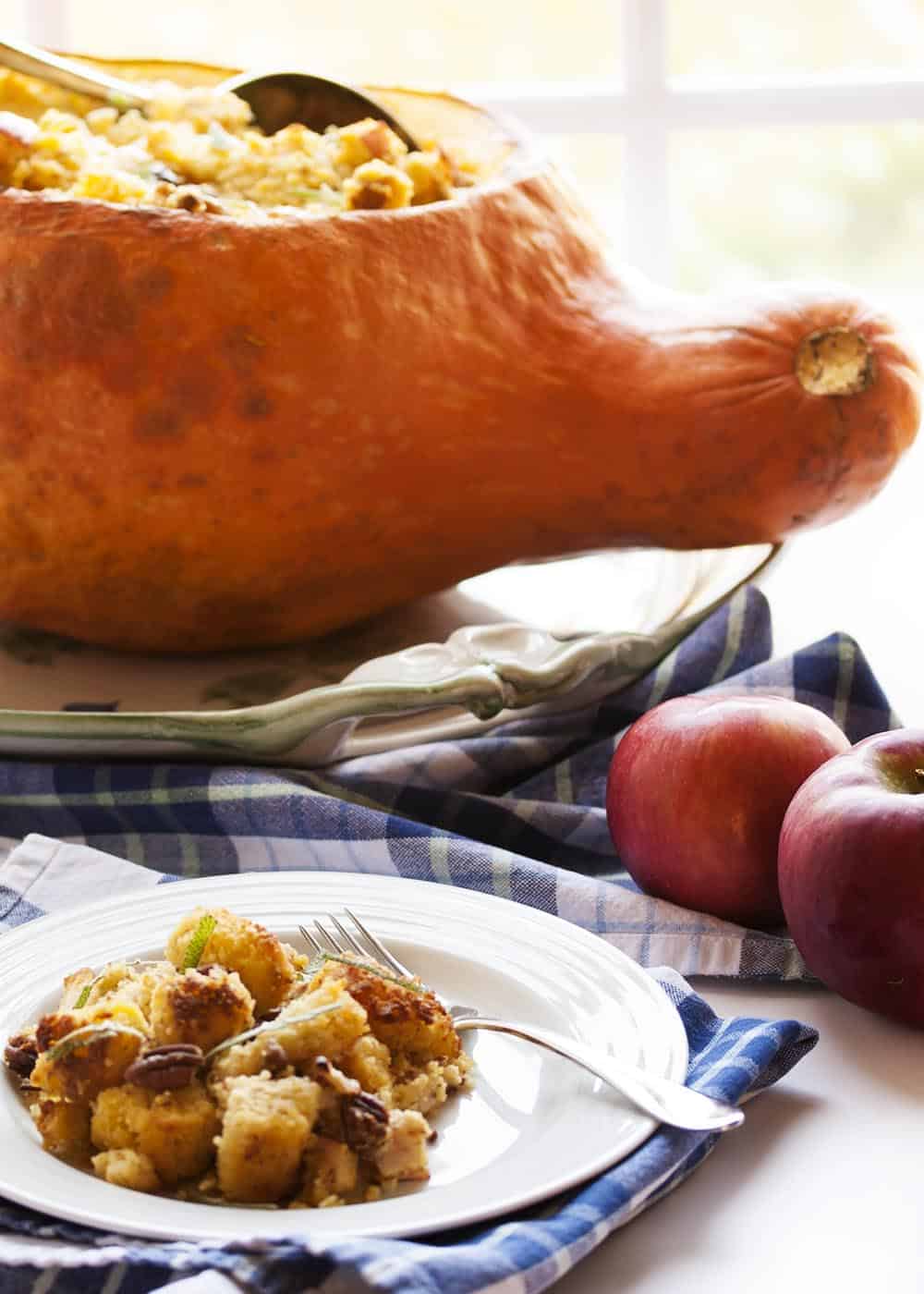 Hubbard Squash With Cornbread Stuffing