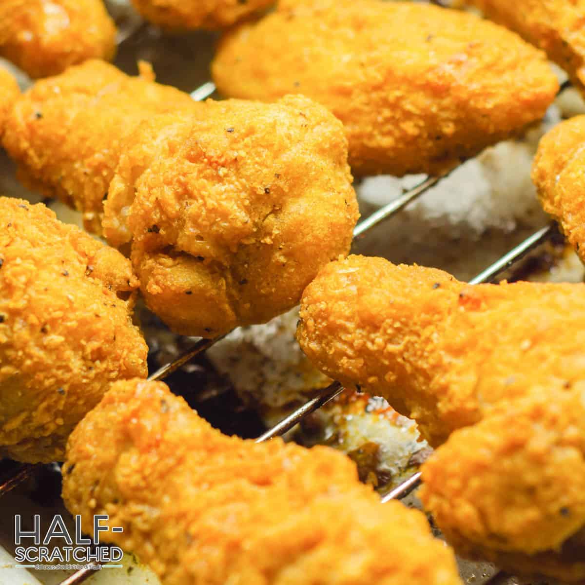 Breaded chicken wings in oven