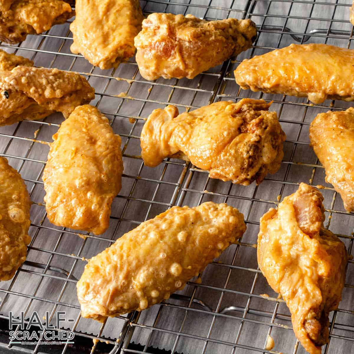 Chicken wings on a wire rack