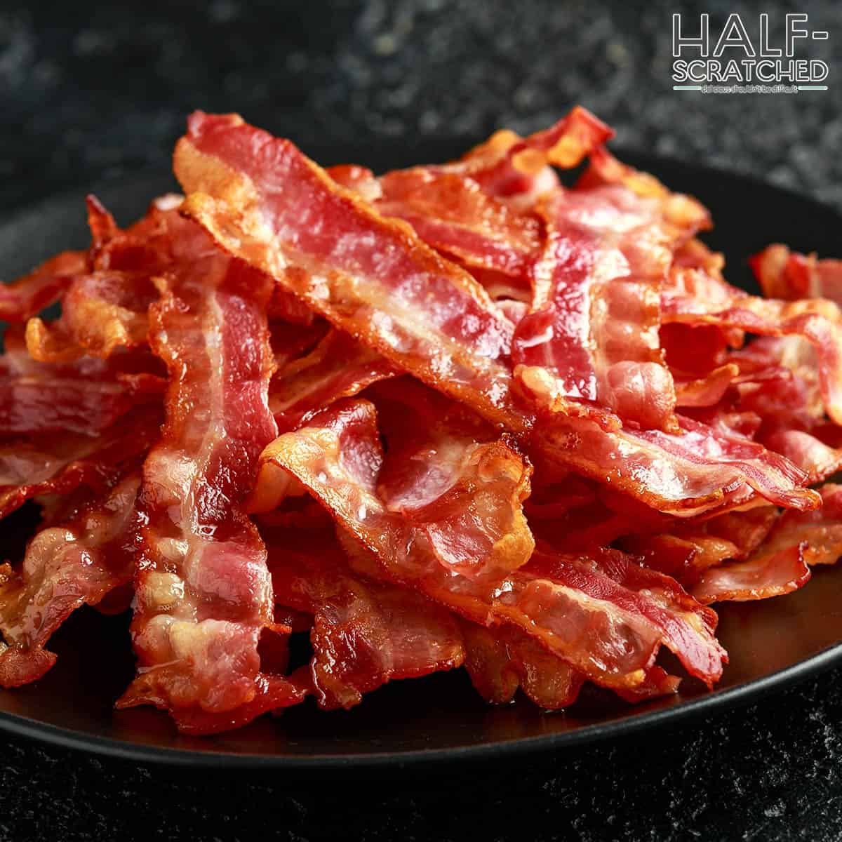 Crispy bacon on a plate