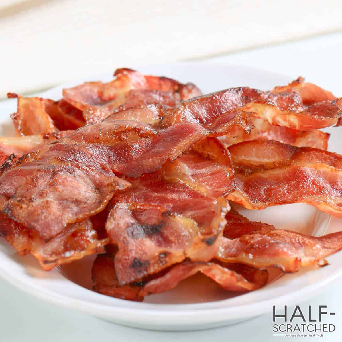 Ready bacon on a plate