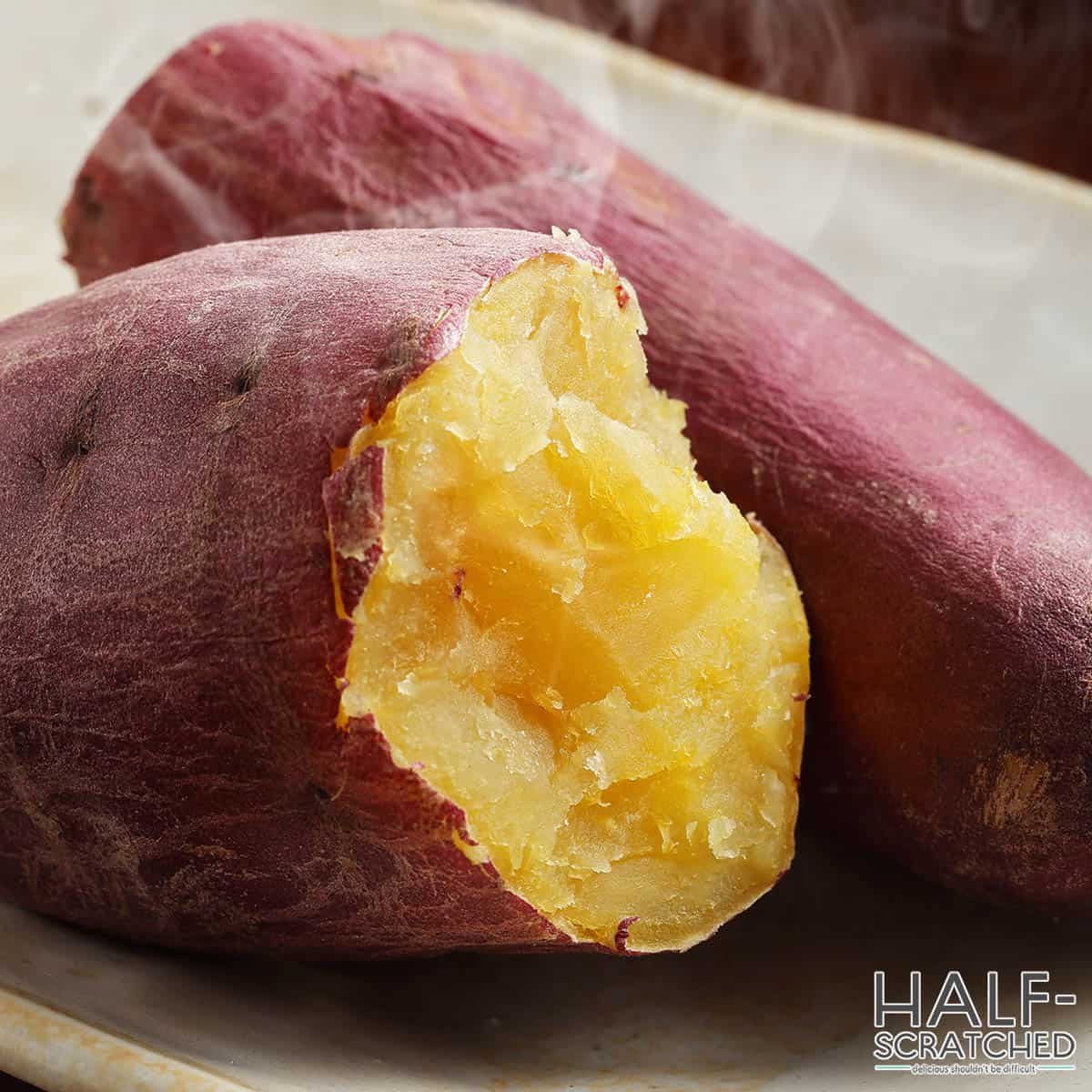 Steaming sweet potatoes