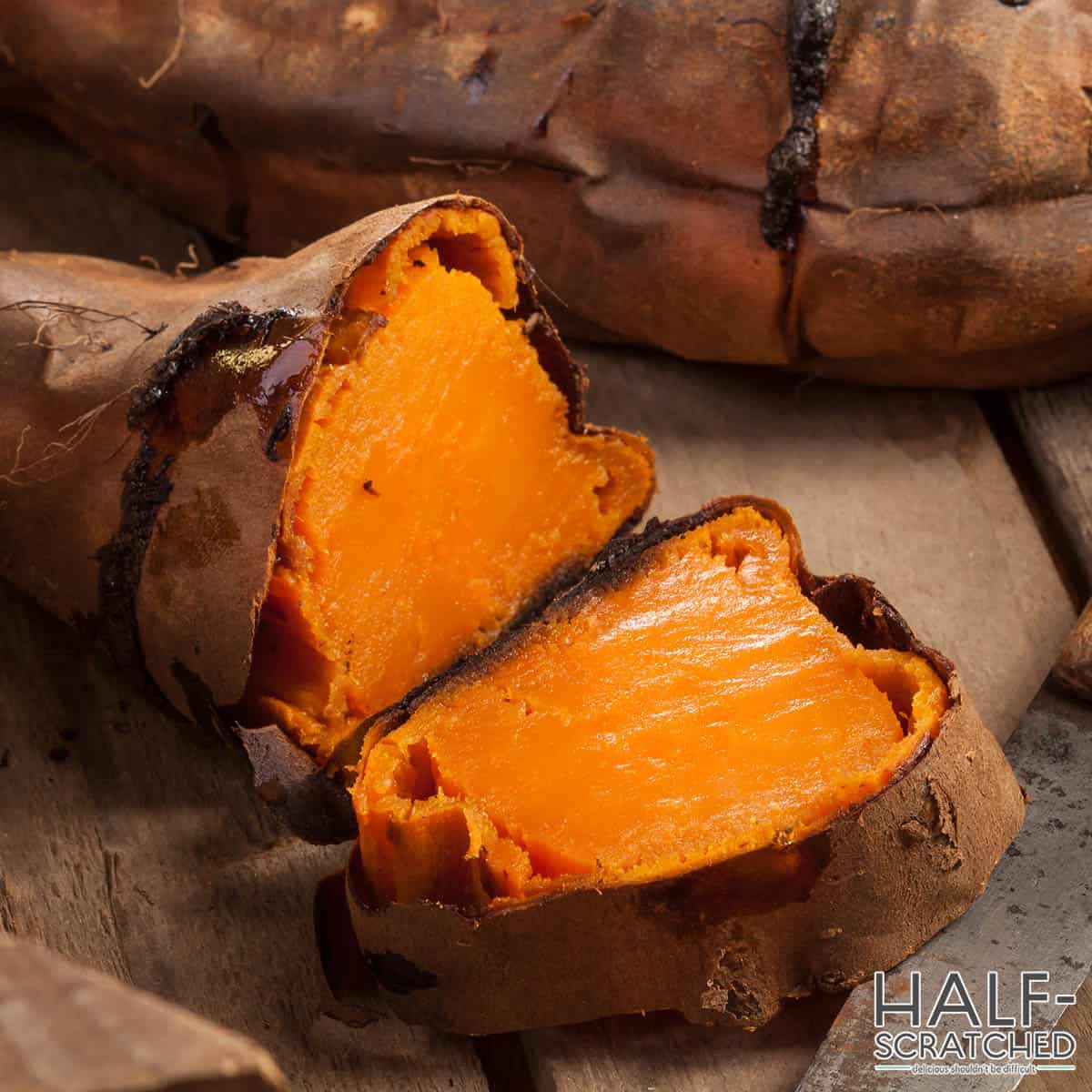 Sweet potato cut in half