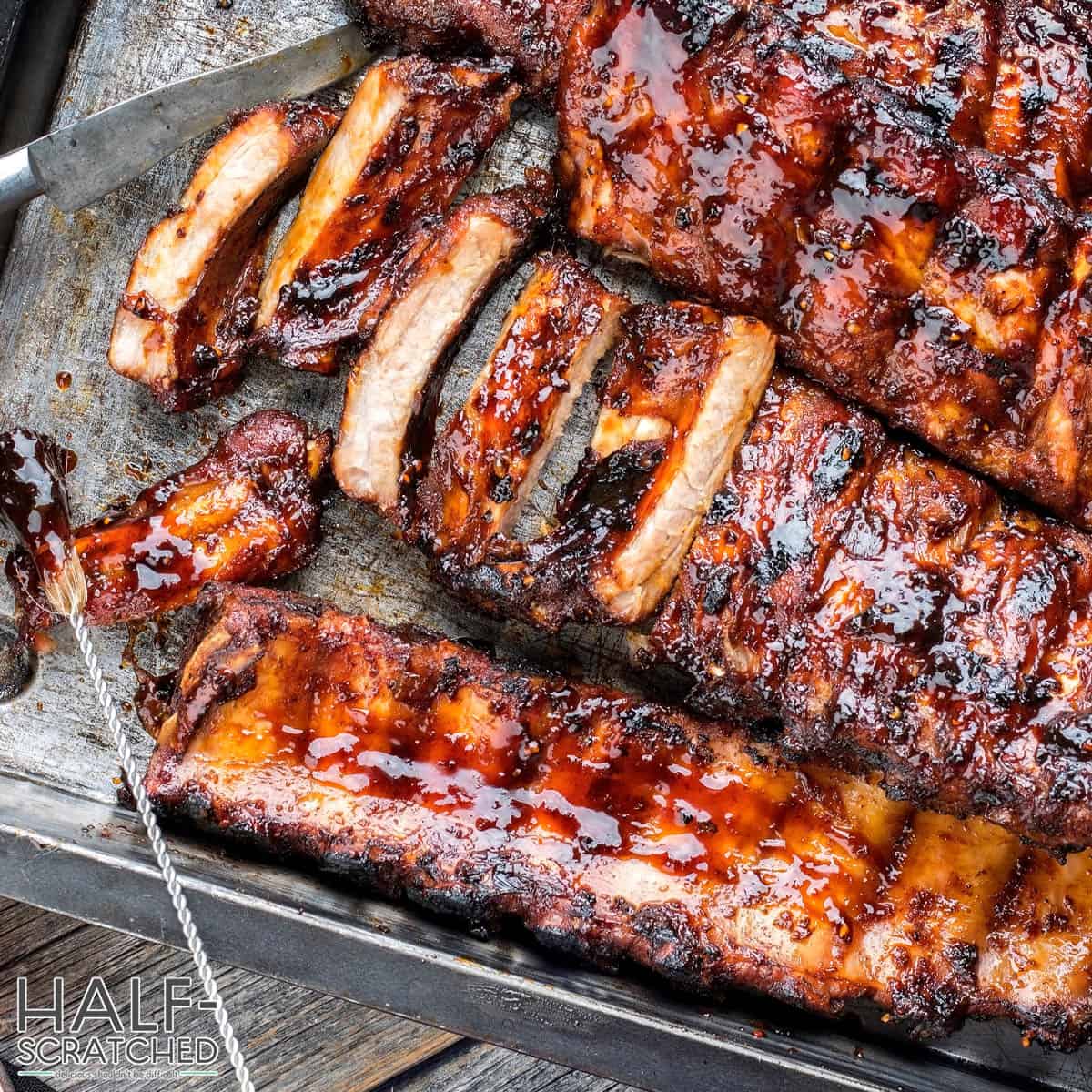 Baby back ribs in oven at 350F