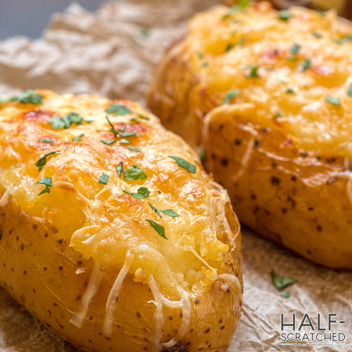 Baked loaded potato at 400 F