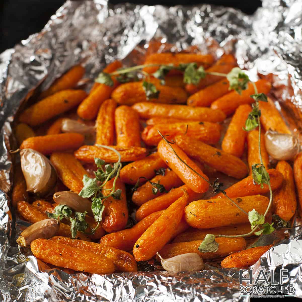 Carrots roasted in foil