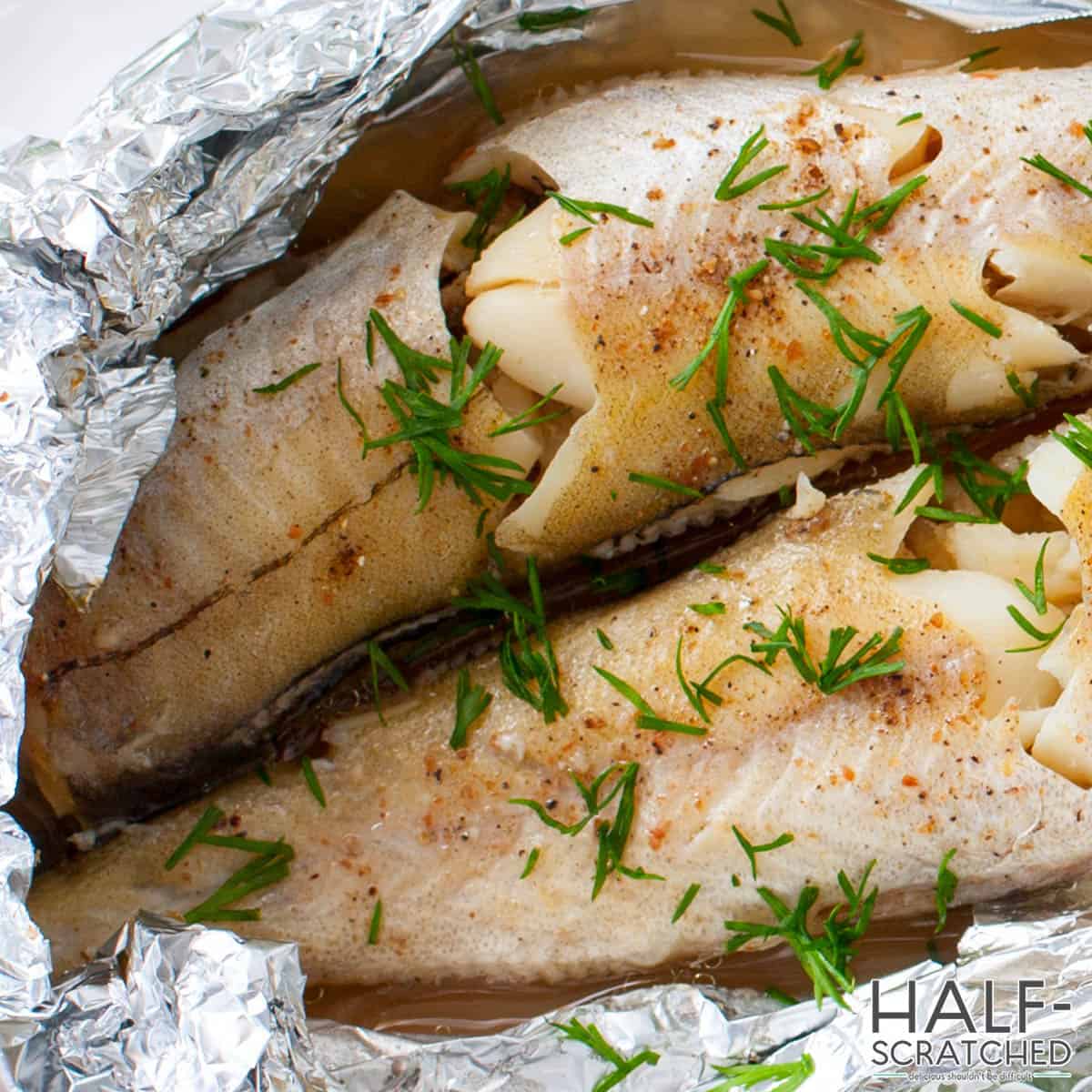 Cod filets in foil