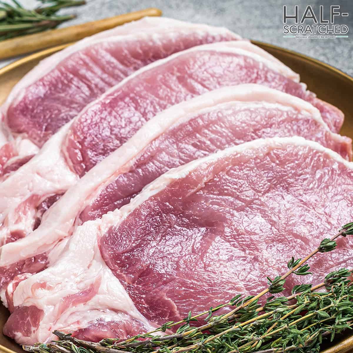 Raw pork chops