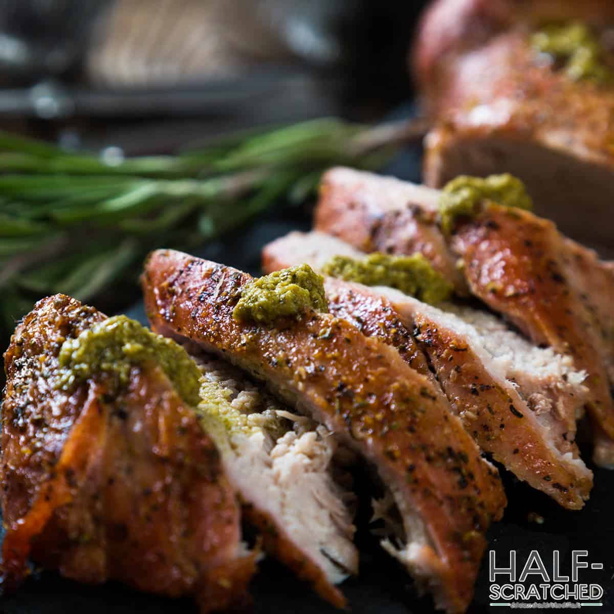 Roasted pork tenderloin with herbs