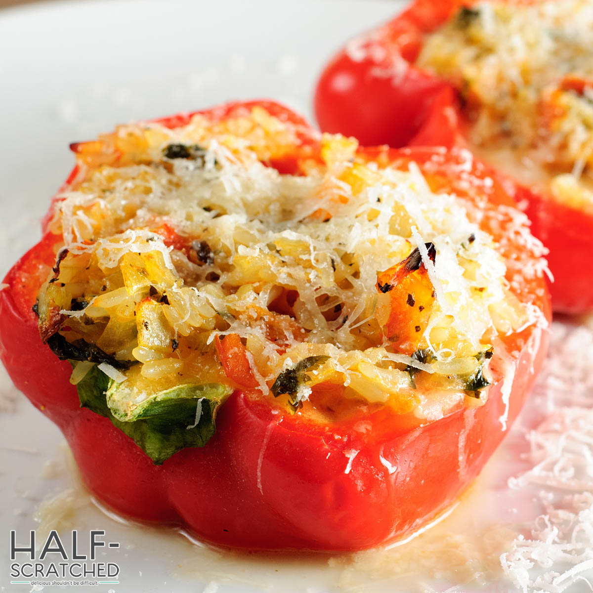 Stuffed peppers with cheese on top
