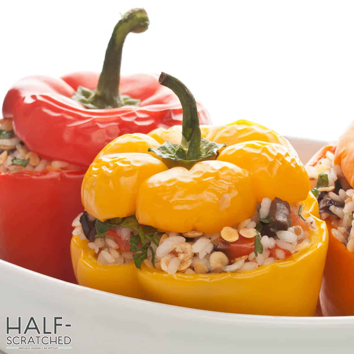 Stuffed peppers served
