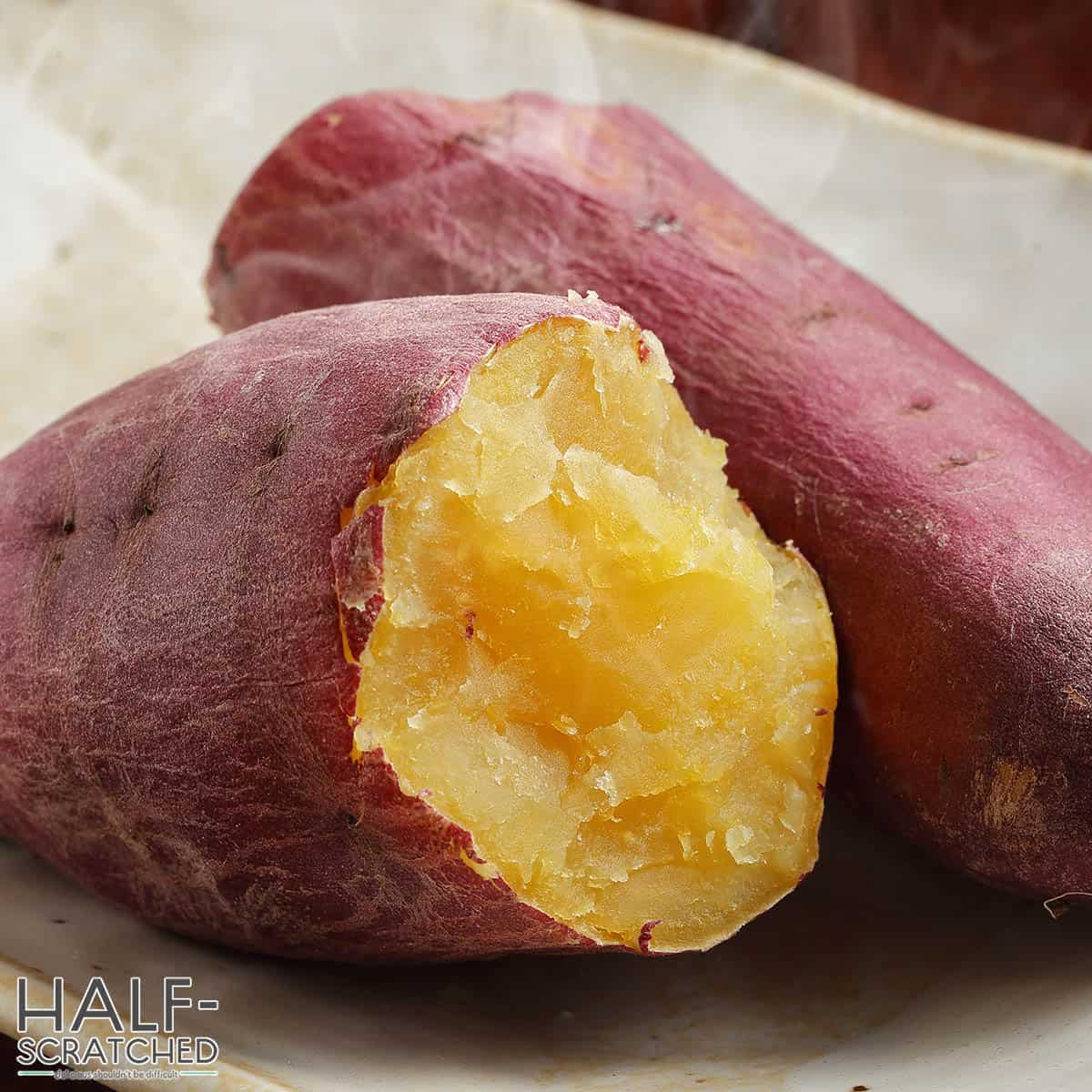 Sweet potato in oven at 350 F