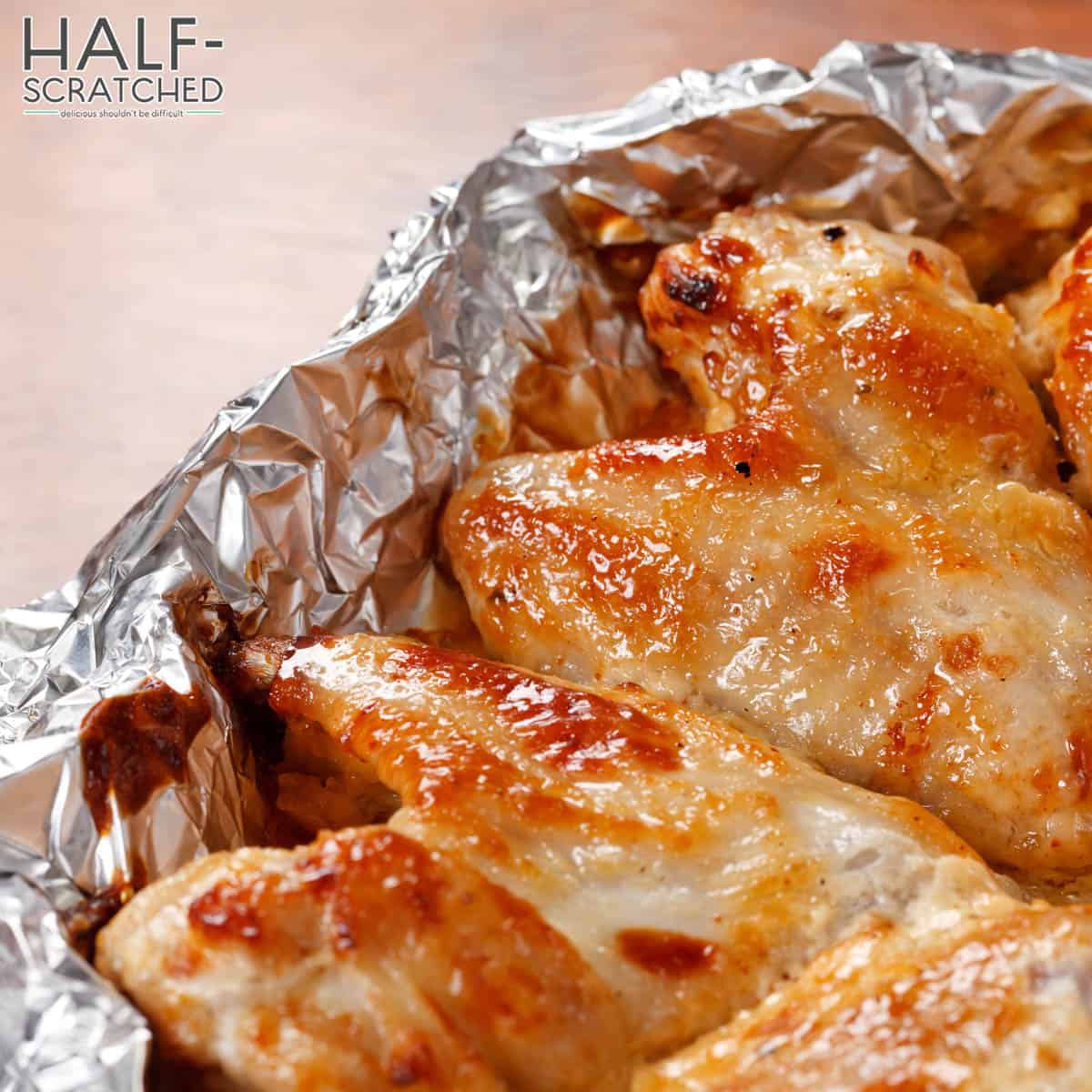 Chicken wings in foil