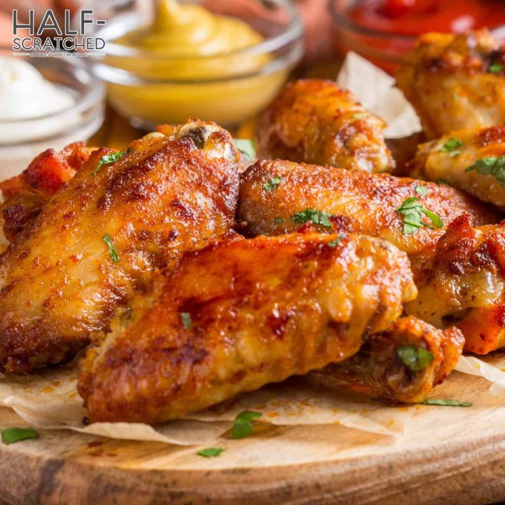 Chicken wings in an oven at 350 F