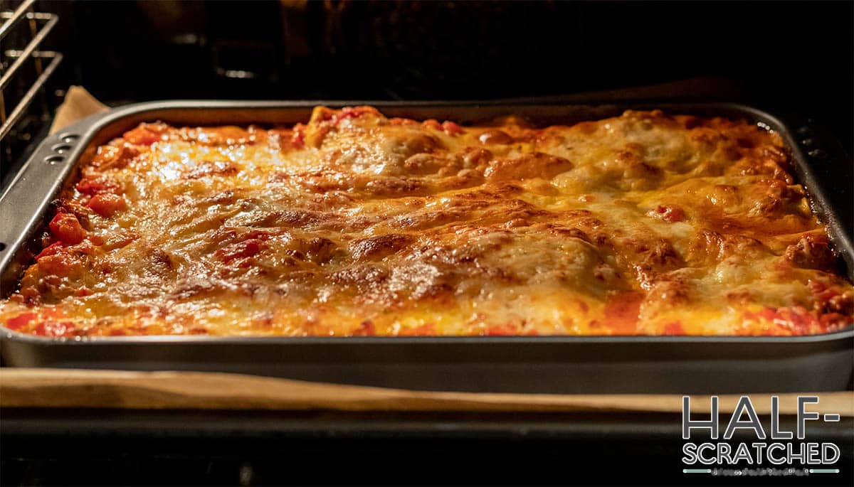 Lasagna in oven