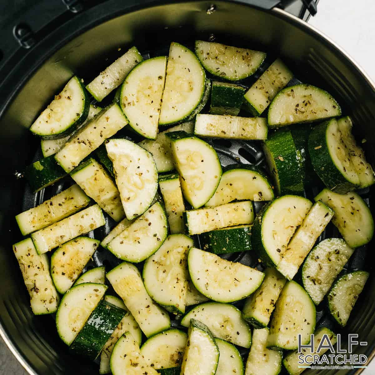 Zucchini slices in an air fryer