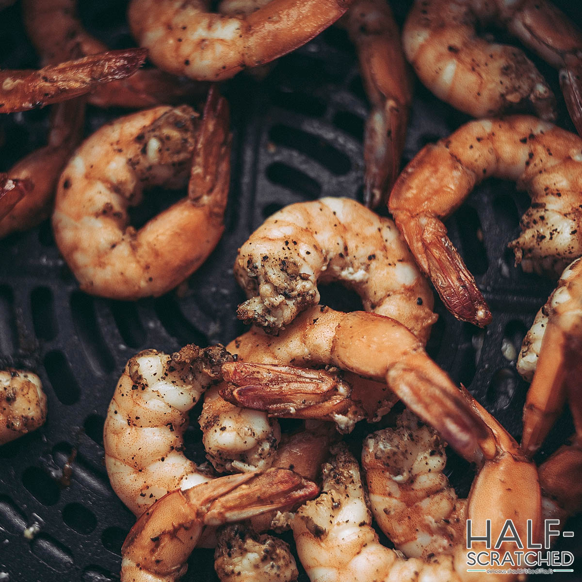 Roasted shrimp in an air fryer