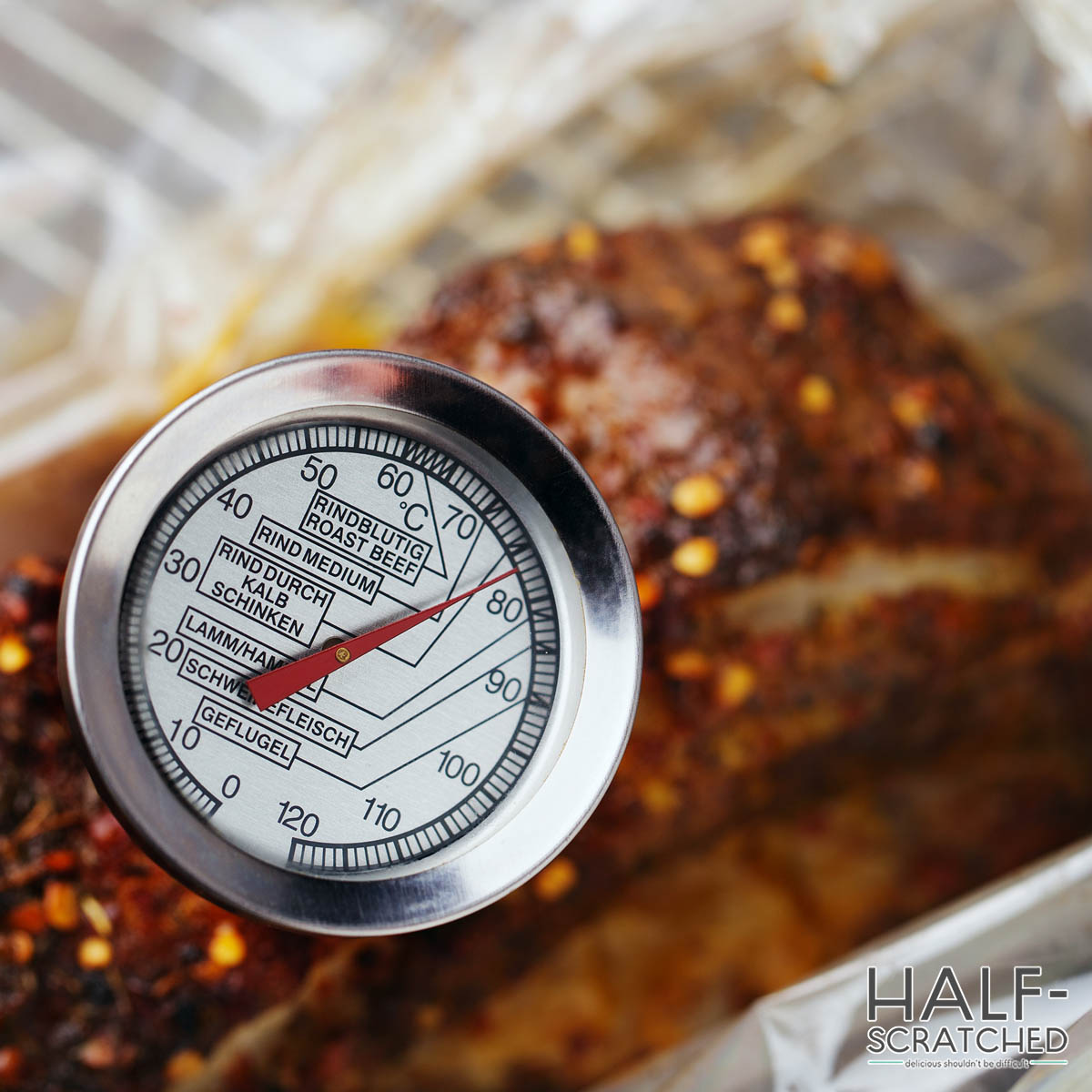 Steak with a thermometer