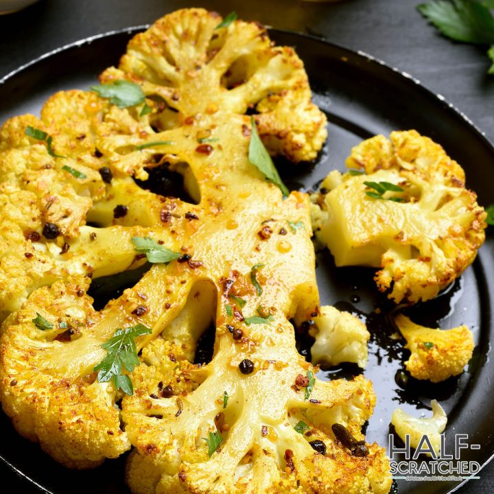 Cauliflower roasted in the oven at 400F