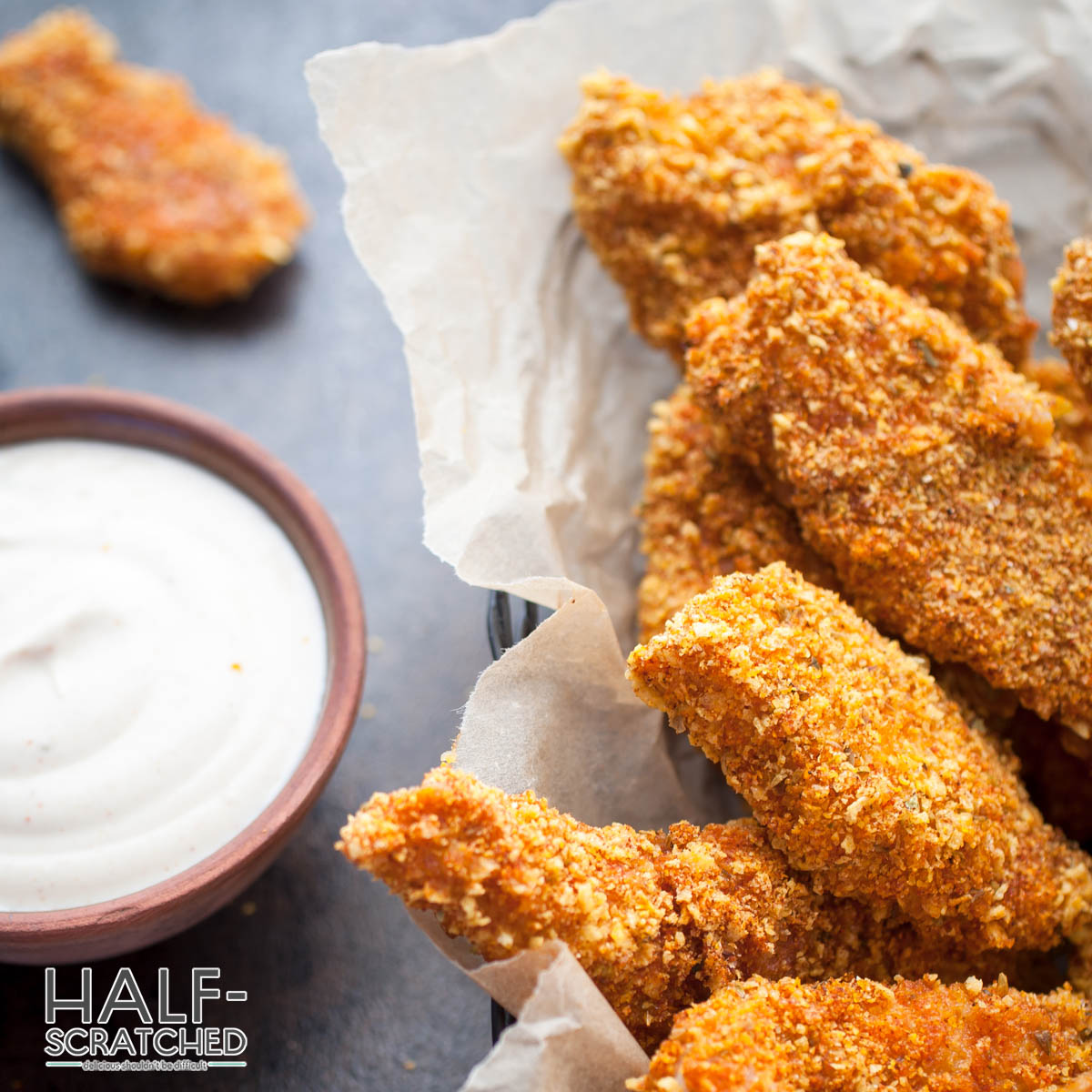 Chicken fingers with a dip