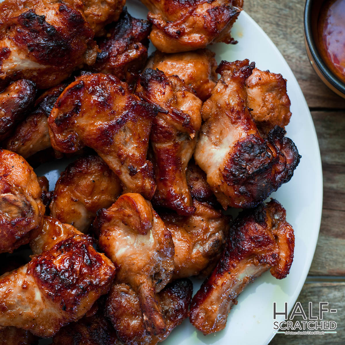 225 F Smoked chicken wings on a plate