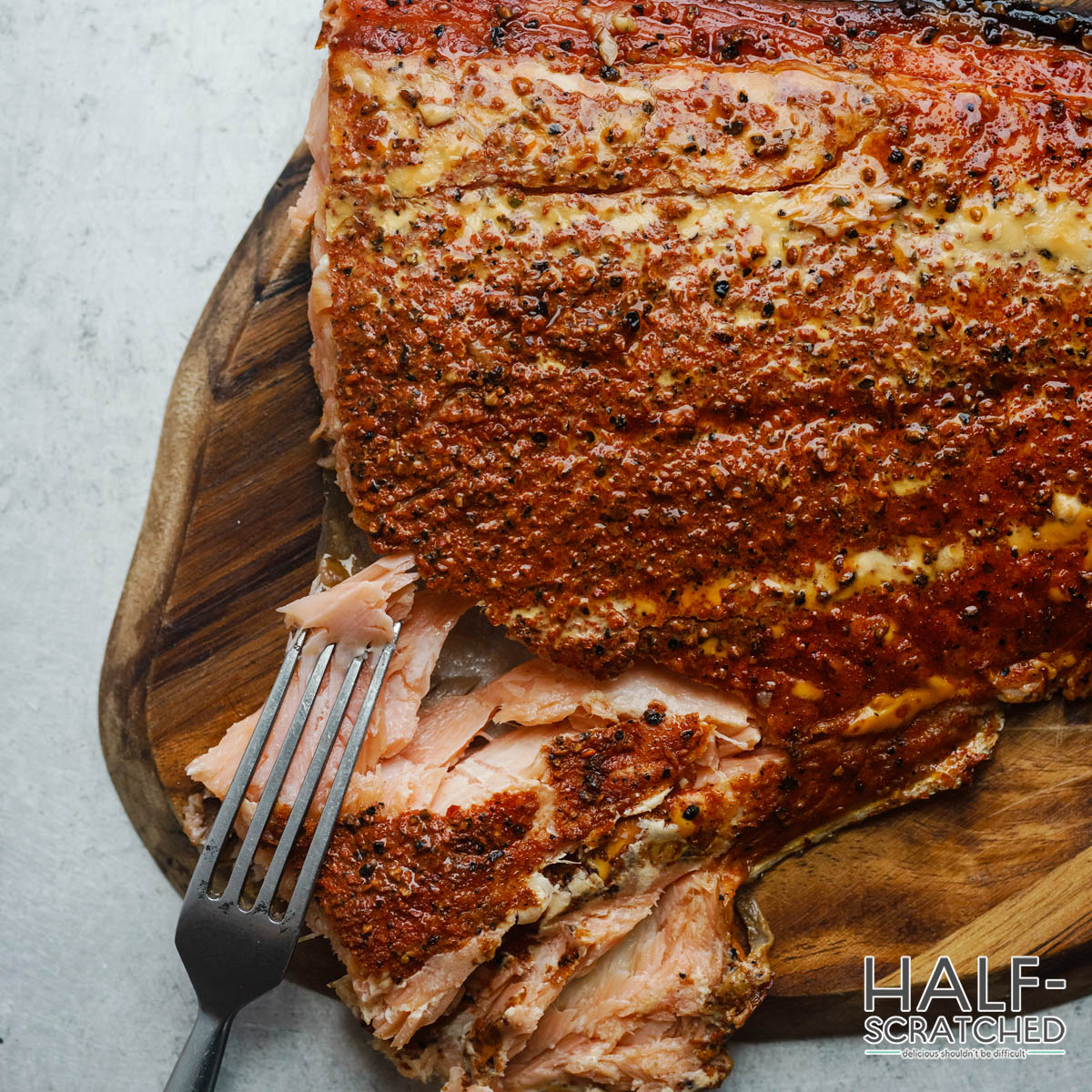 Close-up of a tasty smoked salmon