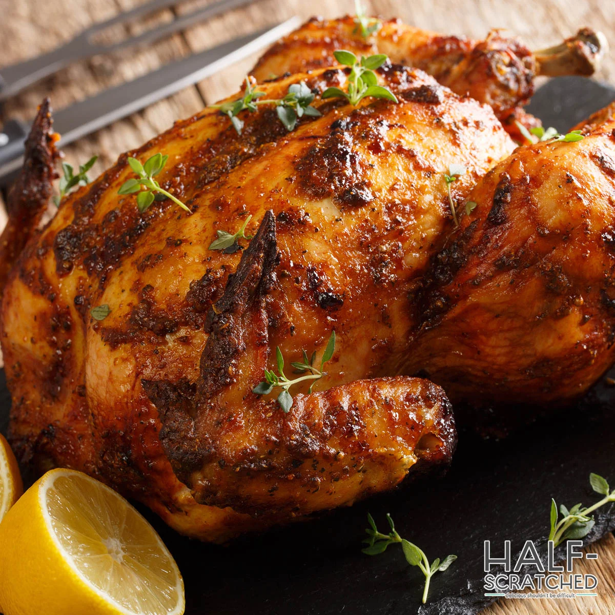 Whole chicken in the oven at 400F