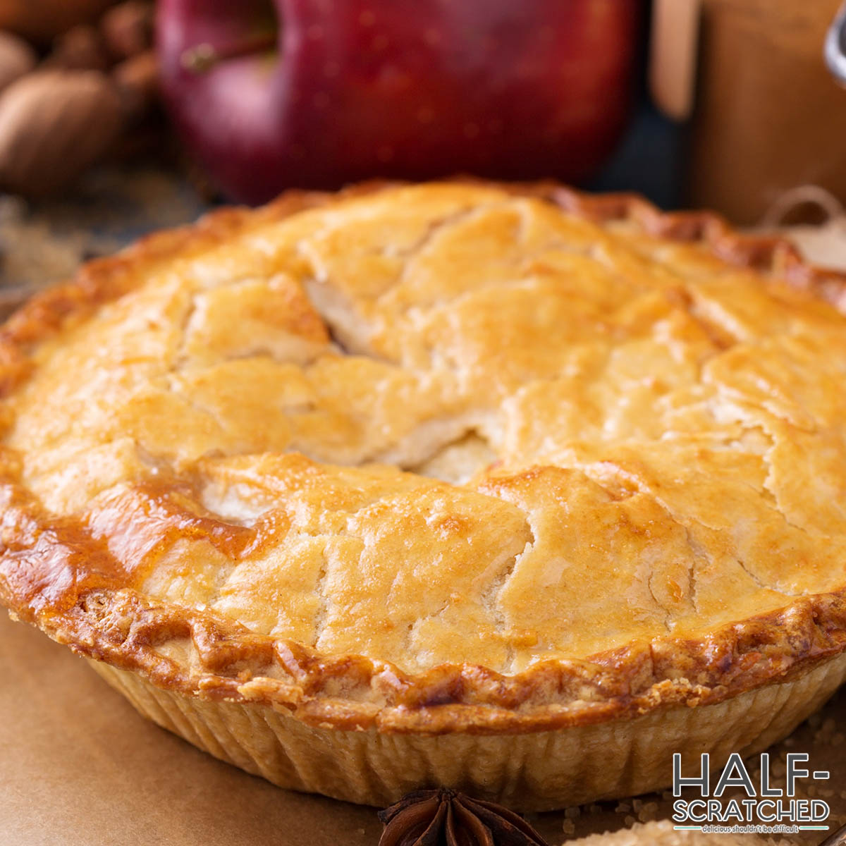 Apple pie with buttery crust