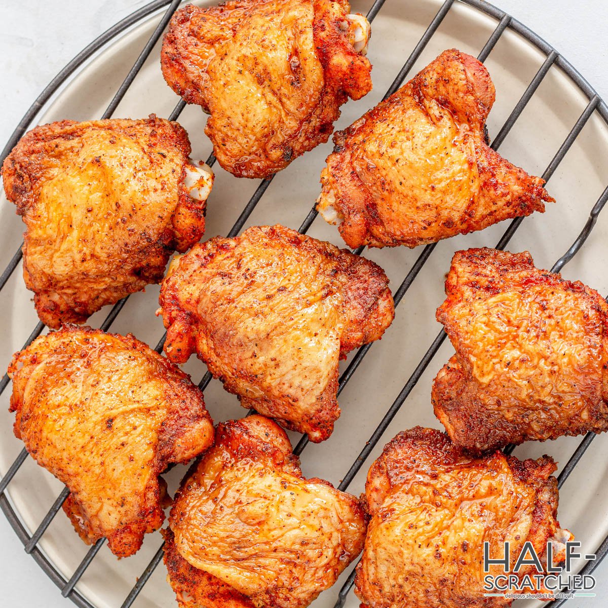 Baked chicken thighs with the skin