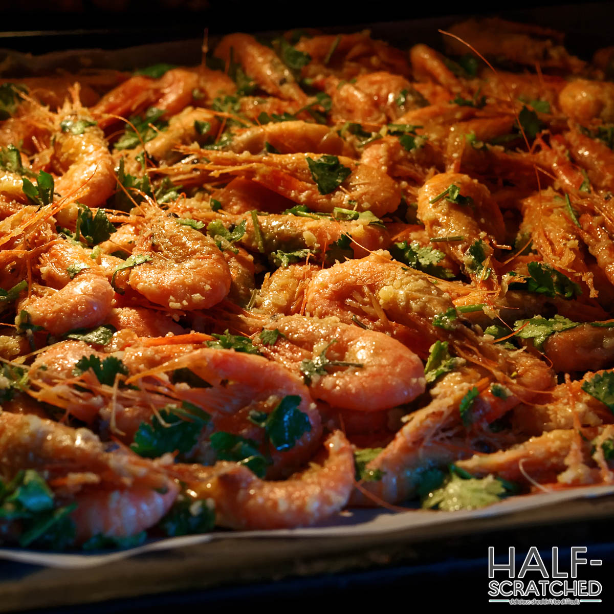 seasoned shrimp in the oven