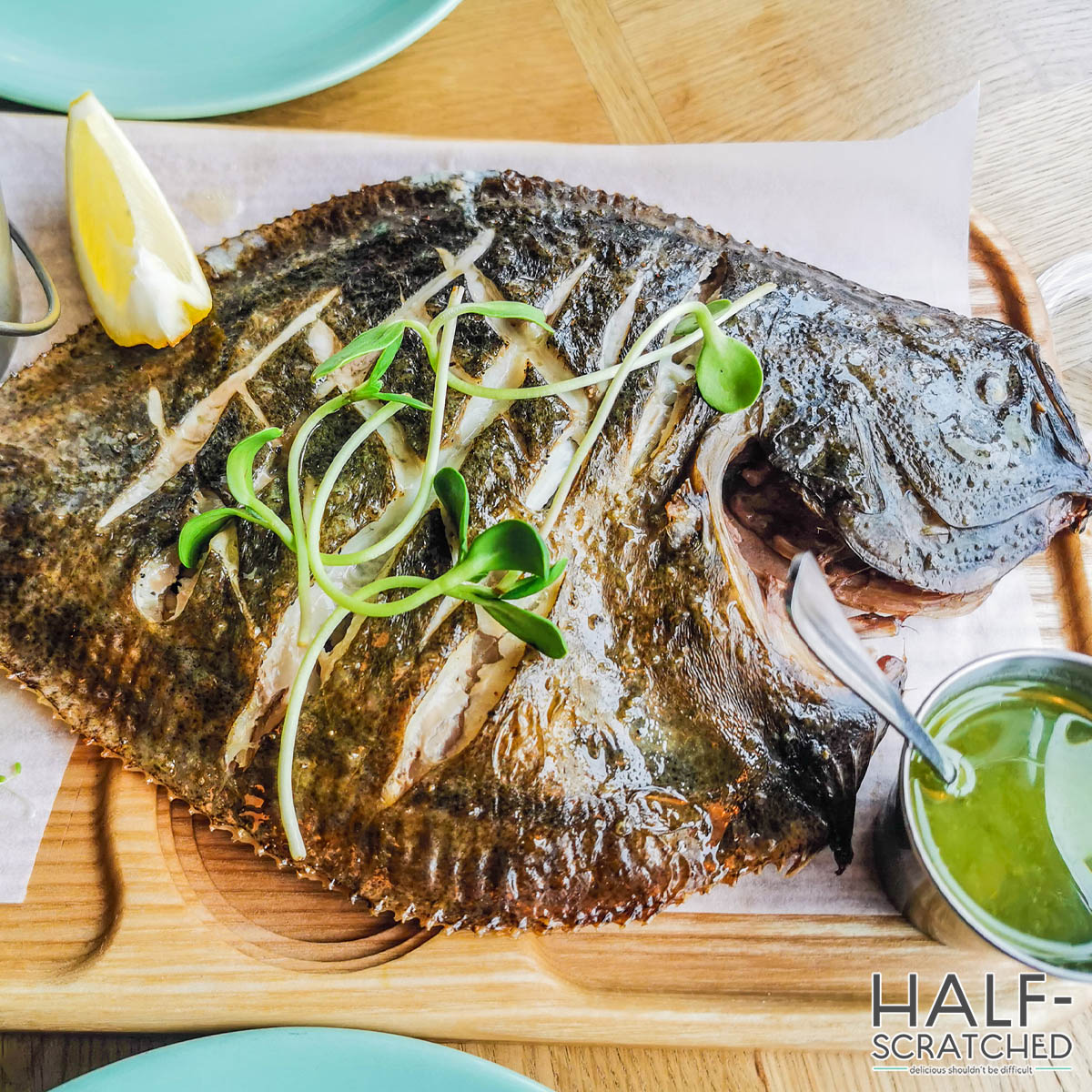 Whole flounder with lemon