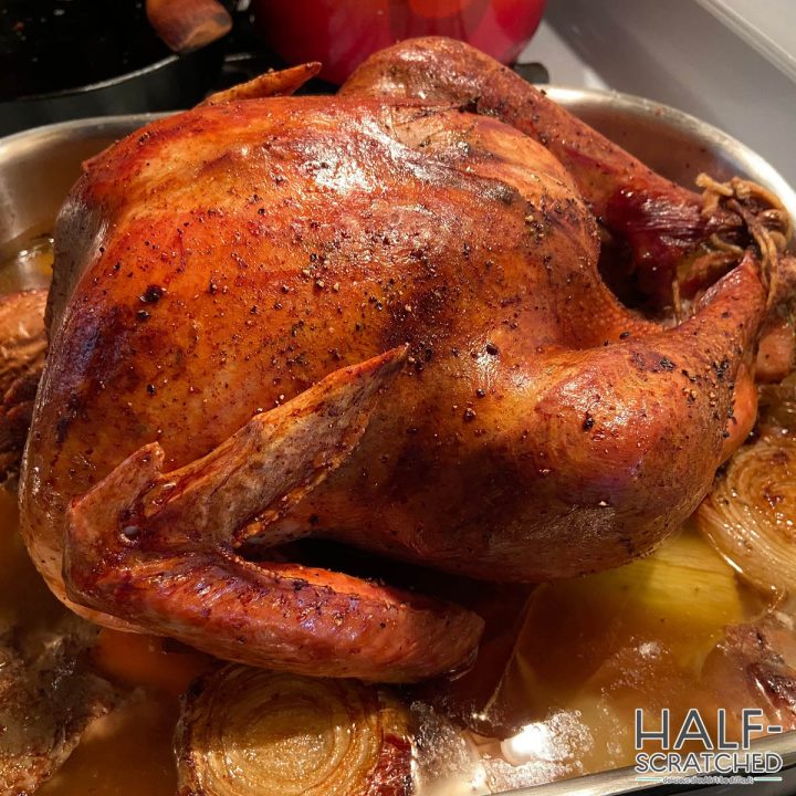 Whole turkey baked at 325 F