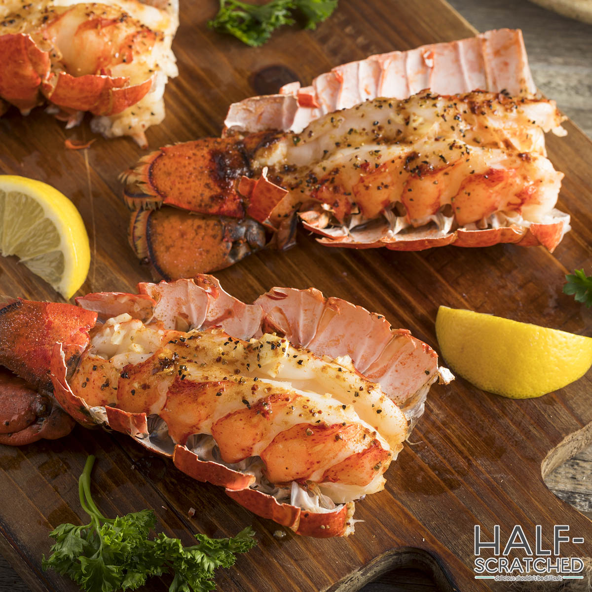 Oven broiled lobster tails
