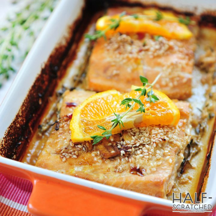 Oven broiled salmon