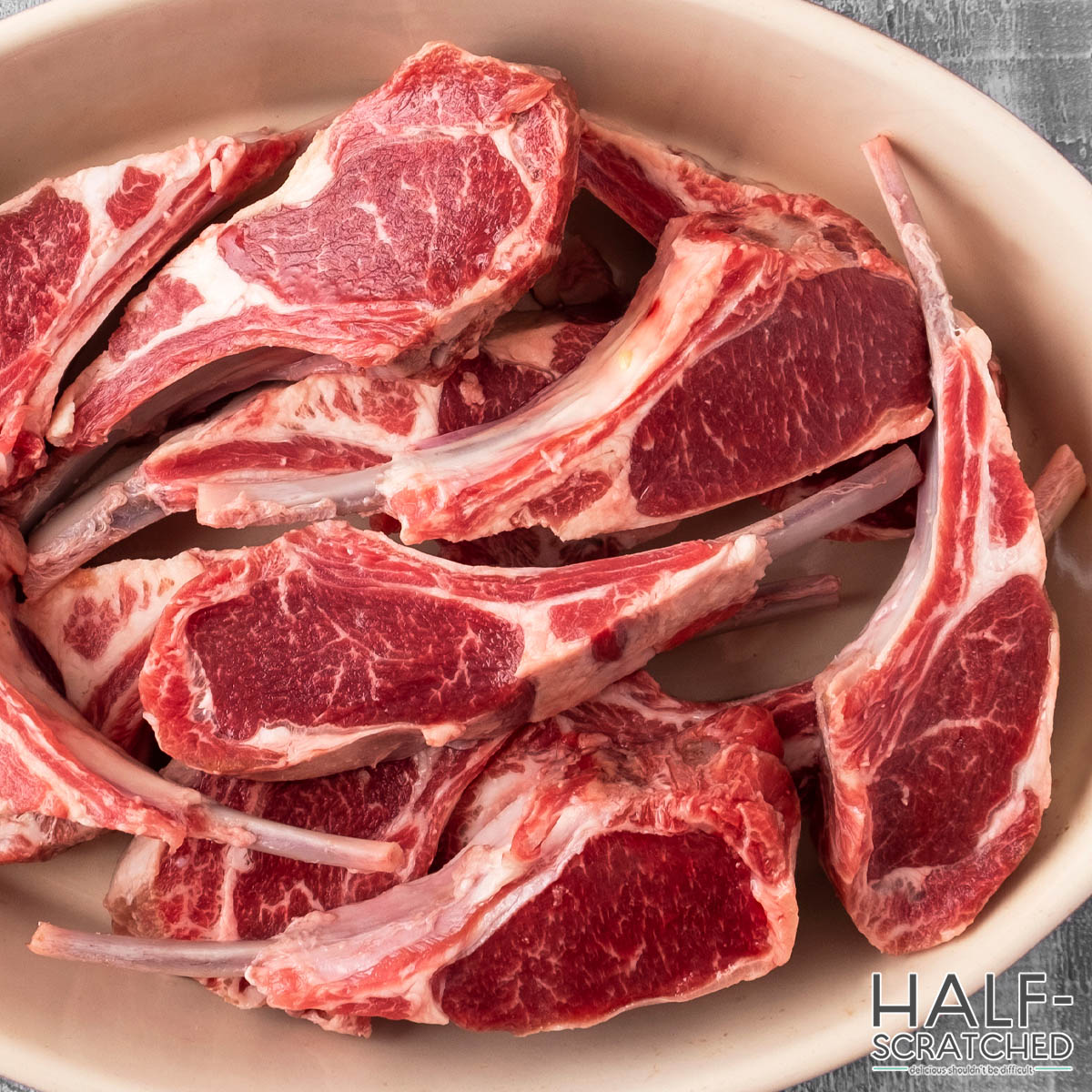 Raw lamb chops