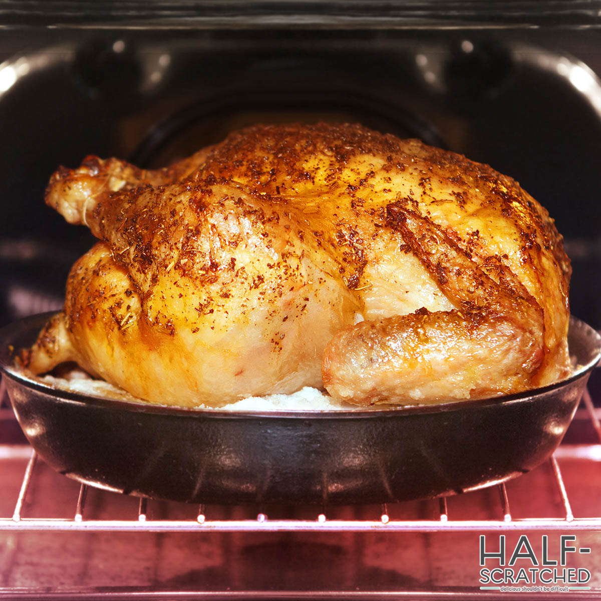 Seasoned turkey in the oven