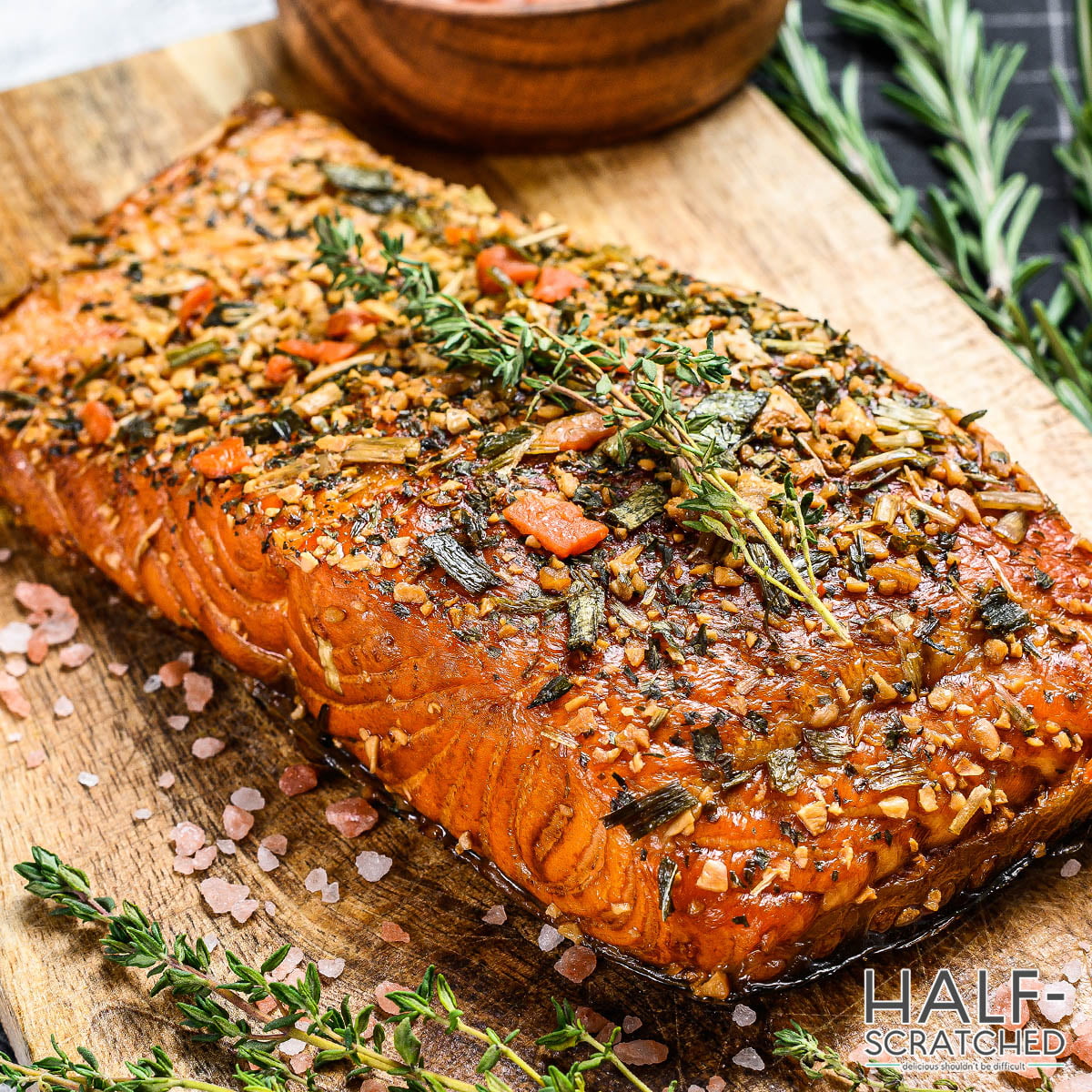 Seasoned smoked salmon