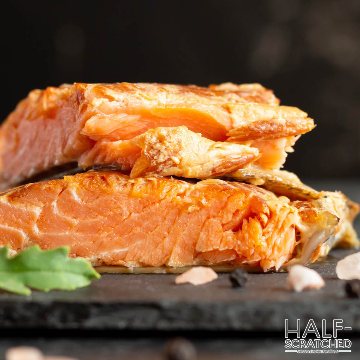 Served smoked salmon fillets