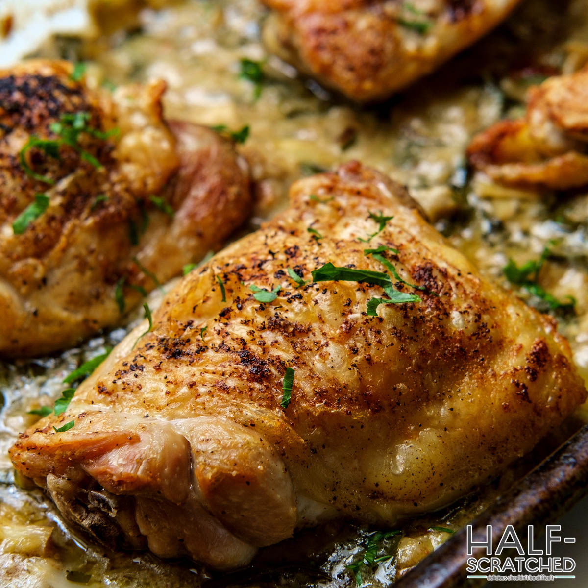 Crispy oven roasted chicken thighs